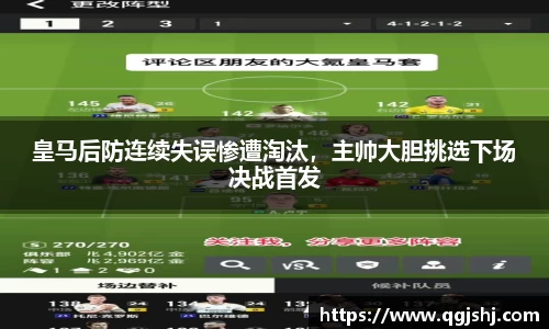 皇马后防连续失误惨遭淘汰，主帅大胆挑选下场决战首发