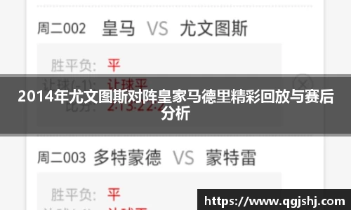 2014年尤文图斯对阵皇家马德里精彩回放与赛后分析